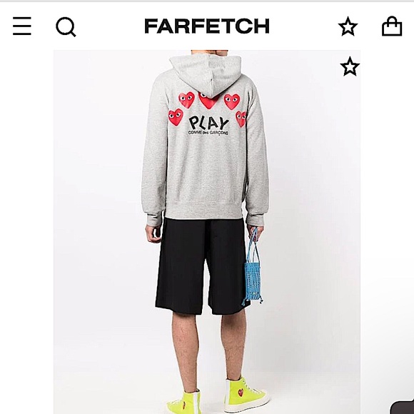 Comme des Garçons PLAY grey zip up hoodie - Picture 1 of 3